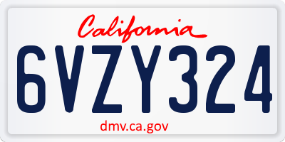 CA license plate 6VZY324