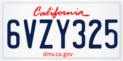 CA license plate 6VZY325