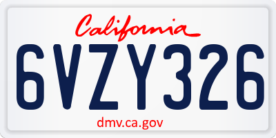 CA license plate 6VZY326