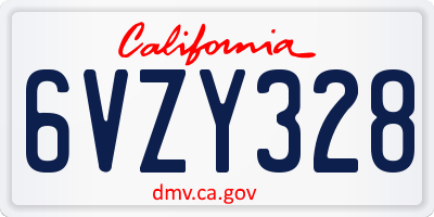 CA license plate 6VZY328