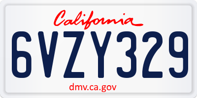 CA license plate 6VZY329