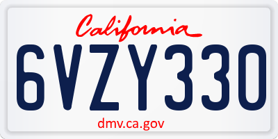 CA license plate 6VZY330