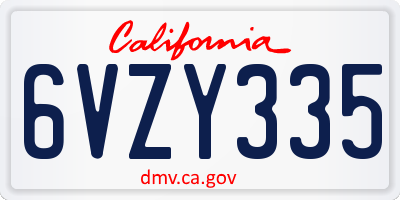 CA license plate 6VZY335