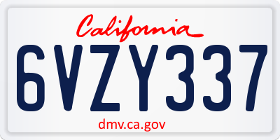 CA license plate 6VZY337