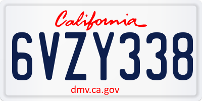 CA license plate 6VZY338
