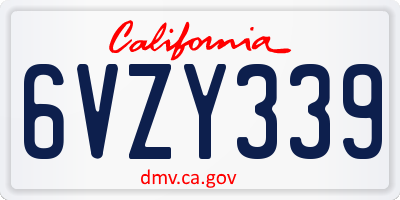 CA license plate 6VZY339
