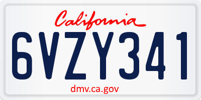 CA license plate 6VZY341