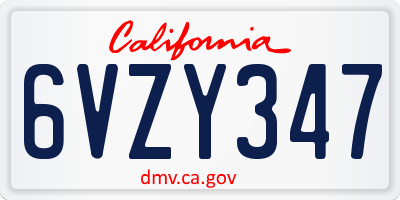CA license plate 6VZY347