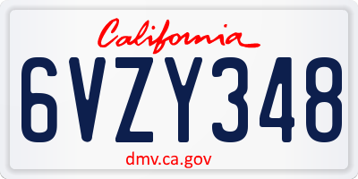 CA license plate 6VZY348