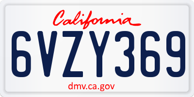 CA license plate 6VZY369