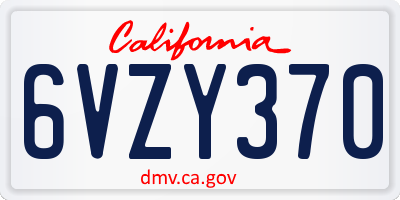 CA license plate 6VZY370