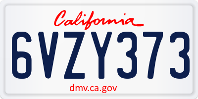 CA license plate 6VZY373