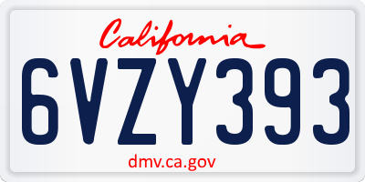 CA license plate 6VZY393