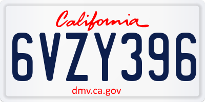CA license plate 6VZY396
