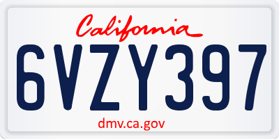 CA license plate 6VZY397