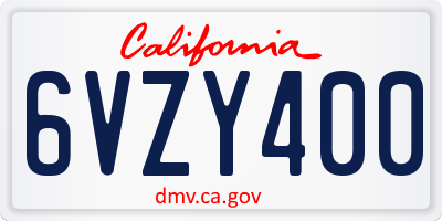 CA license plate 6VZY400