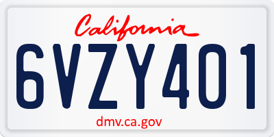 CA license plate 6VZY401