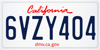 CA license plate 6VZY404