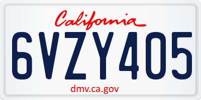 CA license plate 6VZY405