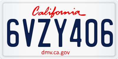 CA license plate 6VZY406