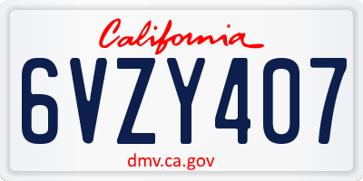 CA license plate 6VZY407