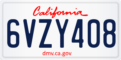 CA license plate 6VZY408