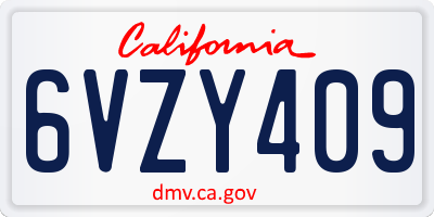 CA license plate 6VZY409