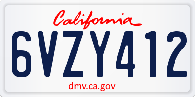 CA license plate 6VZY412