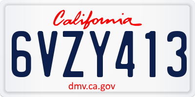 CA license plate 6VZY413