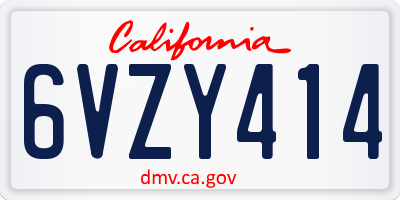 CA license plate 6VZY414