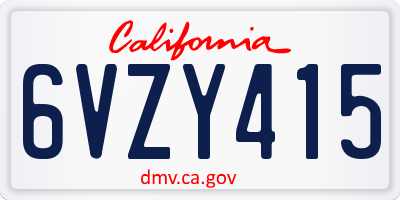 CA license plate 6VZY415