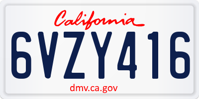 CA license plate 6VZY416