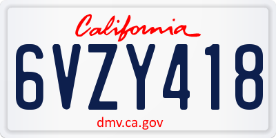CA license plate 6VZY418