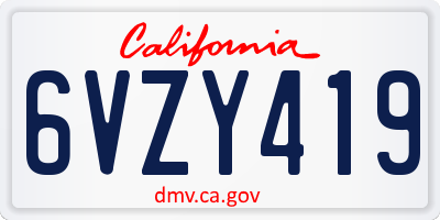 CA license plate 6VZY419
