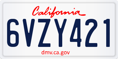 CA license plate 6VZY421