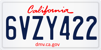 CA license plate 6VZY422