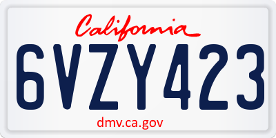 CA license plate 6VZY423
