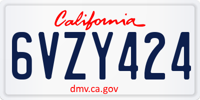 CA license plate 6VZY424