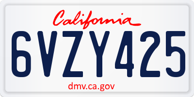 CA license plate 6VZY425