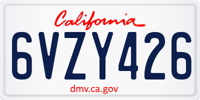 CA license plate 6VZY426