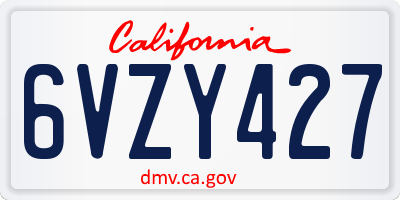 CA license plate 6VZY427