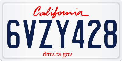 CA license plate 6VZY428