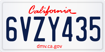 CA license plate 6VZY435