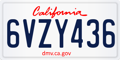 CA license plate 6VZY436