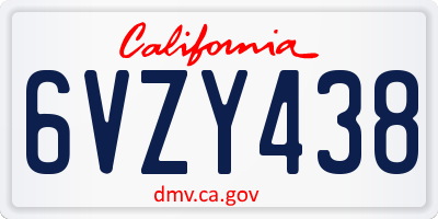 CA license plate 6VZY438