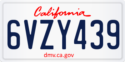 CA license plate 6VZY439