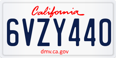 CA license plate 6VZY440