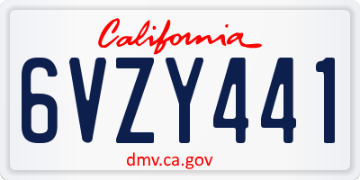 CA license plate 6VZY441