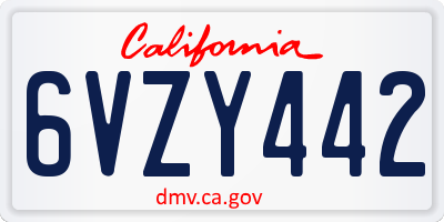 CA license plate 6VZY442
