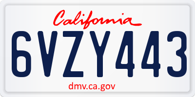CA license plate 6VZY443